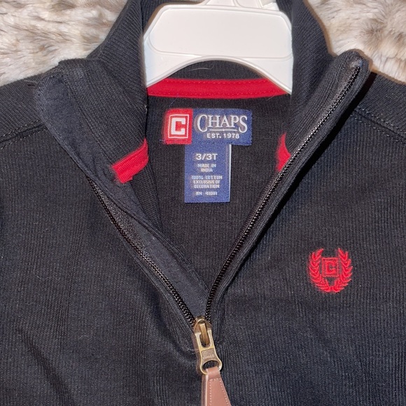 🐻🐻 NWT Chaps Black Quarter Zip Up Sweater Size 3T 100% Cotton - Picture 6 of 10